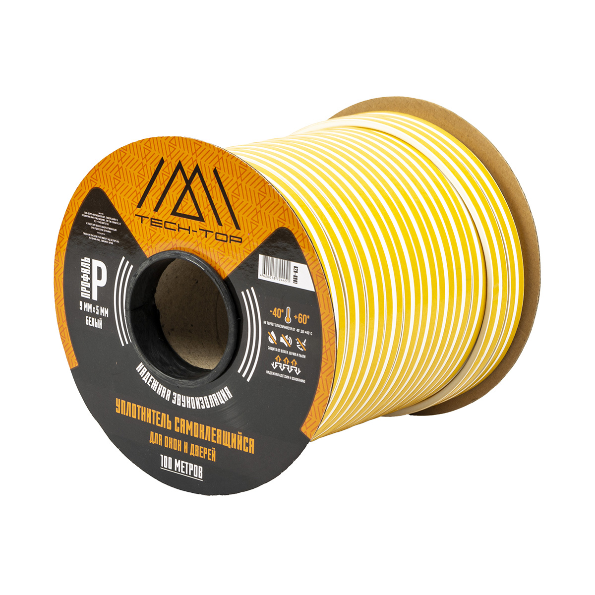 Уплотнитель p 9 х 5 мм белый бухта 100 м (1/8) "tech-top"