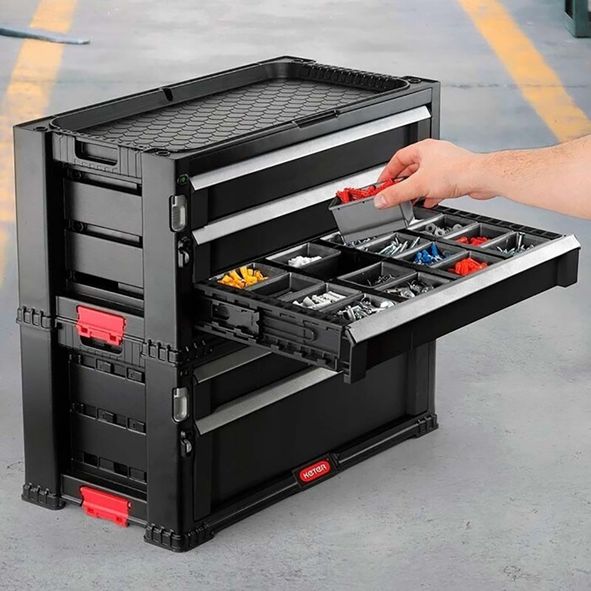Органайзер для инструмента "drawers tool chest" 57*29*26 см, 3 выдвижн. ящика (черный) "keter"