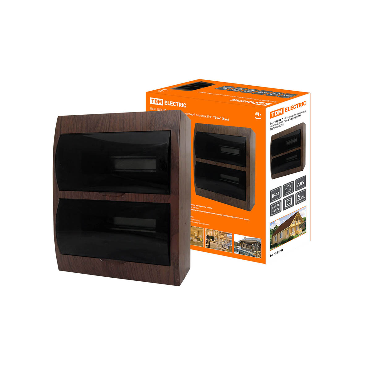 Щиток распределительный навесной щрн-п 24 модуля, пластик ip41 "эко" (бук ) (1/10) tdm sq0901-0025