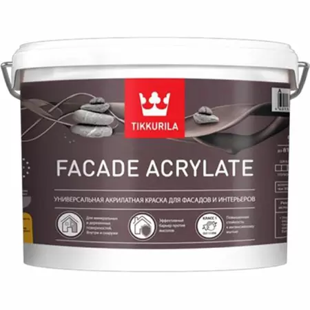 TIKKURILA FACADE ACRYLATE краска акрилатная, универсальная для фасадов и интерьеров, база A (9л)