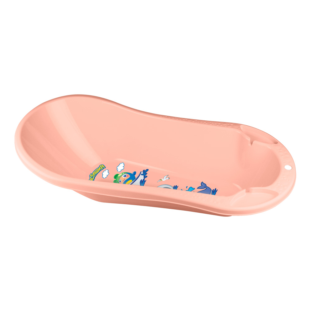 Ванночка детская Пластишка, с клапаном для слива воды и аппликацией, 46 л, светло-розовая