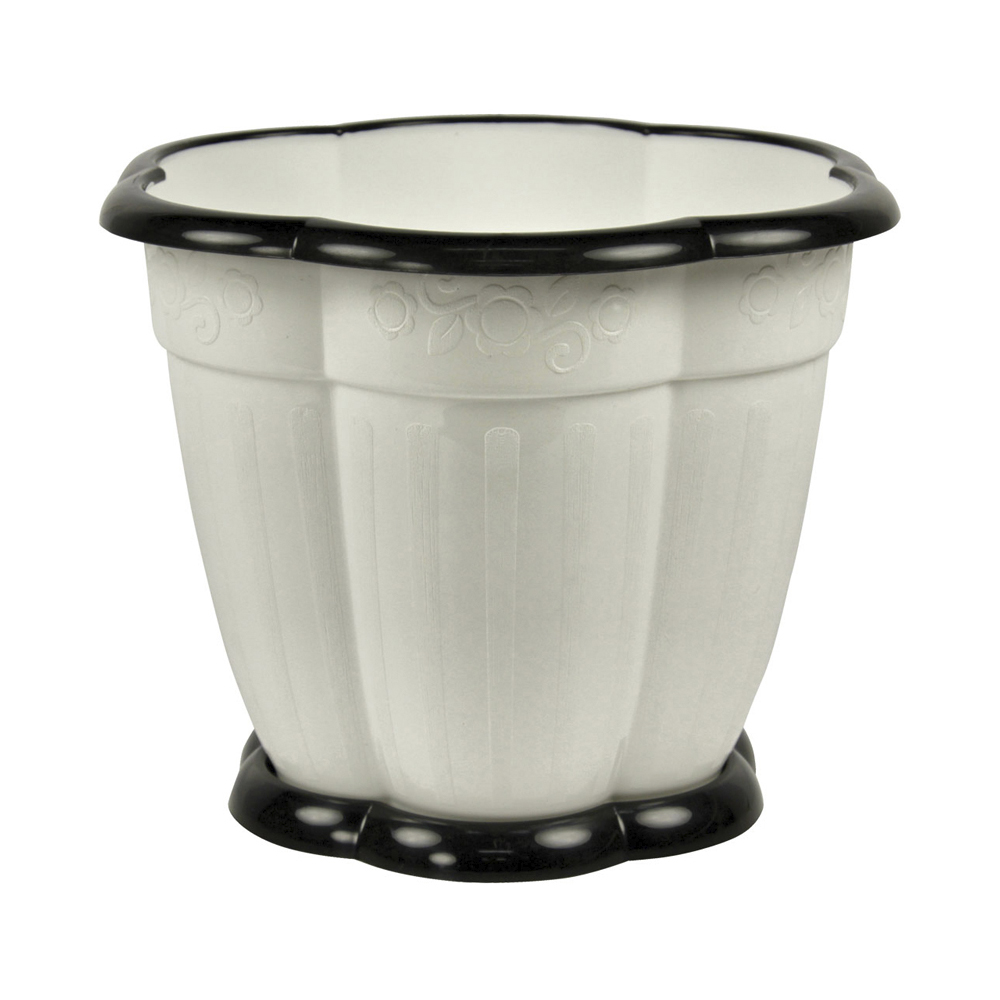 Горшок для цветов "восторг" 3 л  d 210 мм с поддоном (белый) (1/25) "альтернатива" м1235