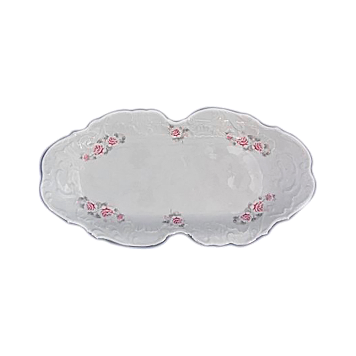 Блюдо прямоугольное "rococo" бледная роза 36 х 17,5 см (1/6/24) "cmielow" omdz23-рококо-30