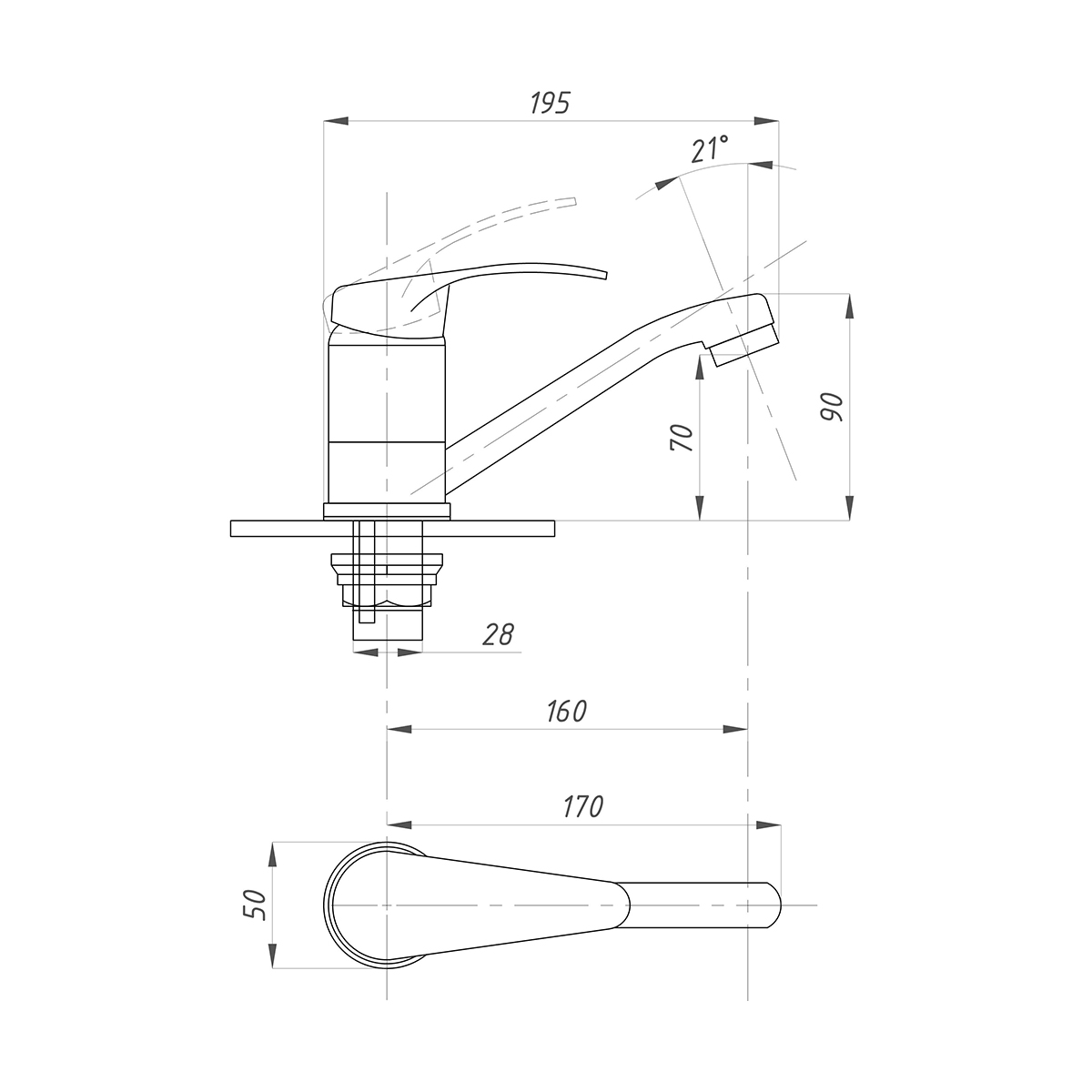 Смеситель для кухни псм-104-32 (1/12) "профсан"