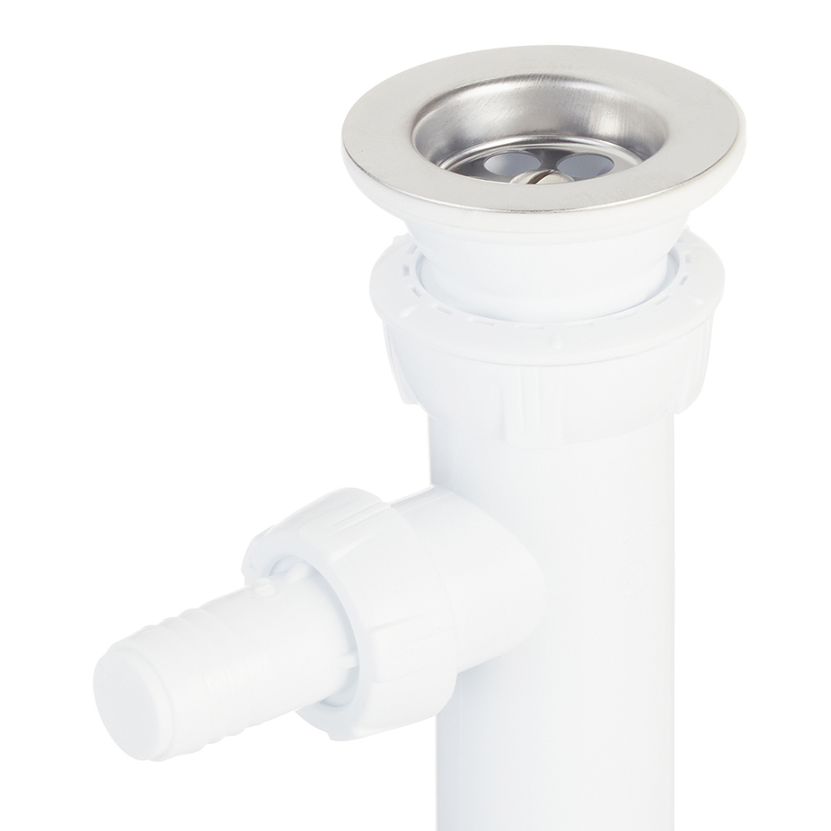 Сифон Минор с выпуском 1 1/4 х 40 мм с отводом и с гофротрубой L800 мм, 40 х 40/50 мм WIRQUIN