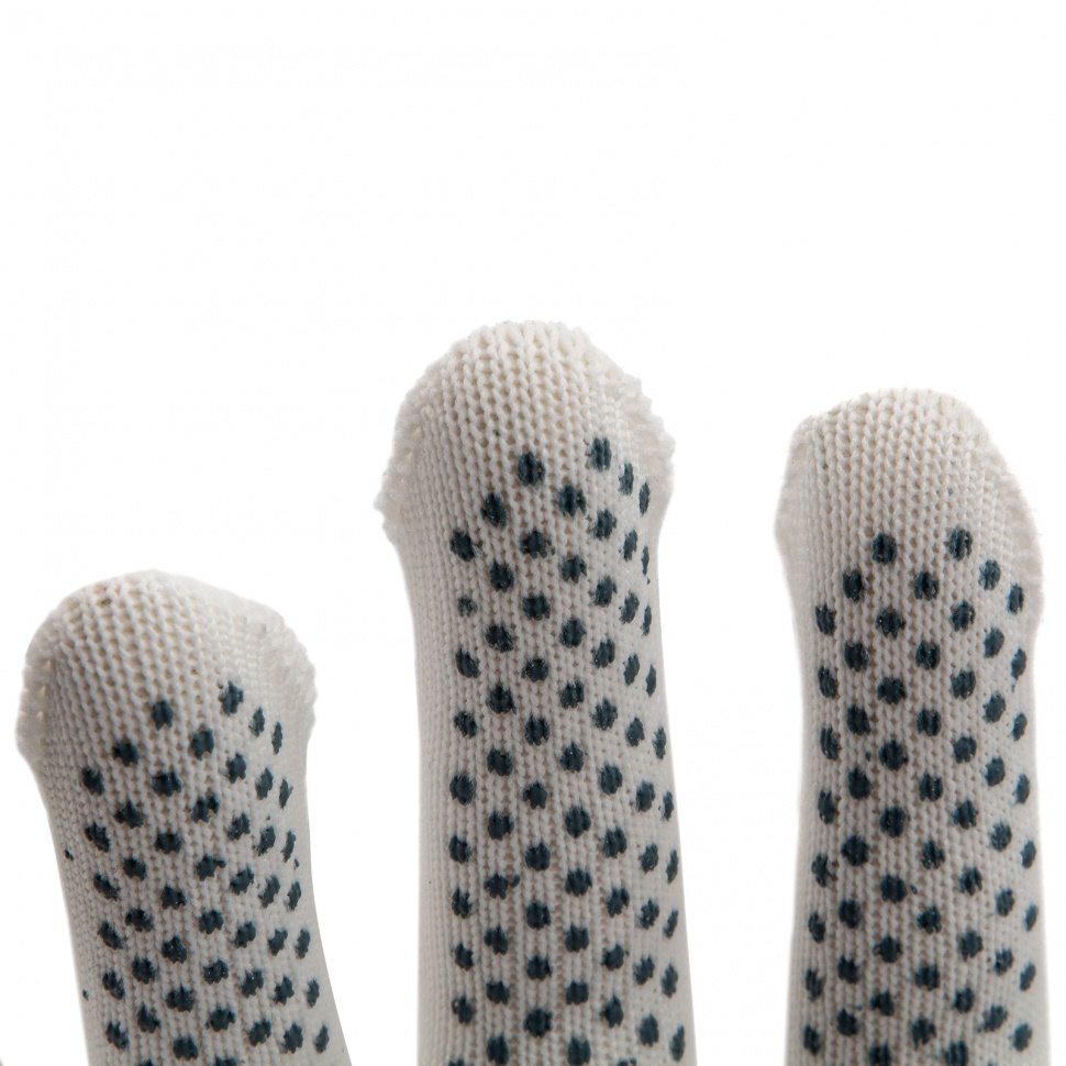 Перчатки Нейлон, ПВХ точка, 13 класс, белые, L (67825)