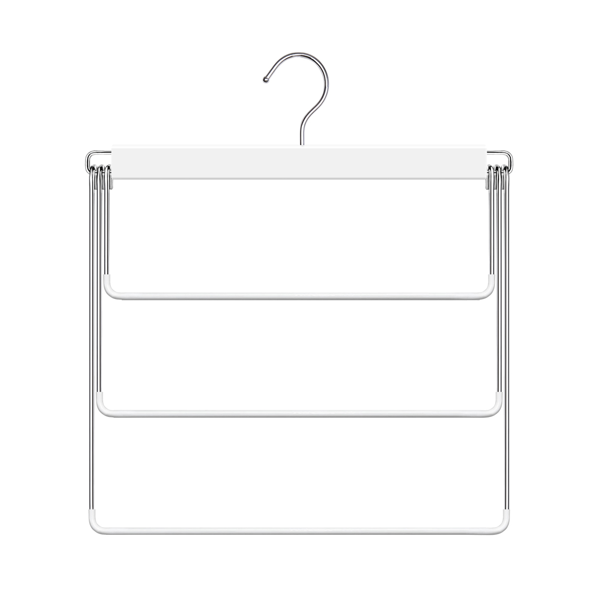 Вешалка-качели для брюк 3-х уровневая, с противоскольз. покрытием, белая (1/30) "valiant" wh-s3