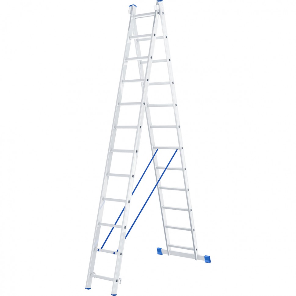 Лестница, 2 х 12 ступеней, алюминиевая, двухсекционная, Сибртех (97912)