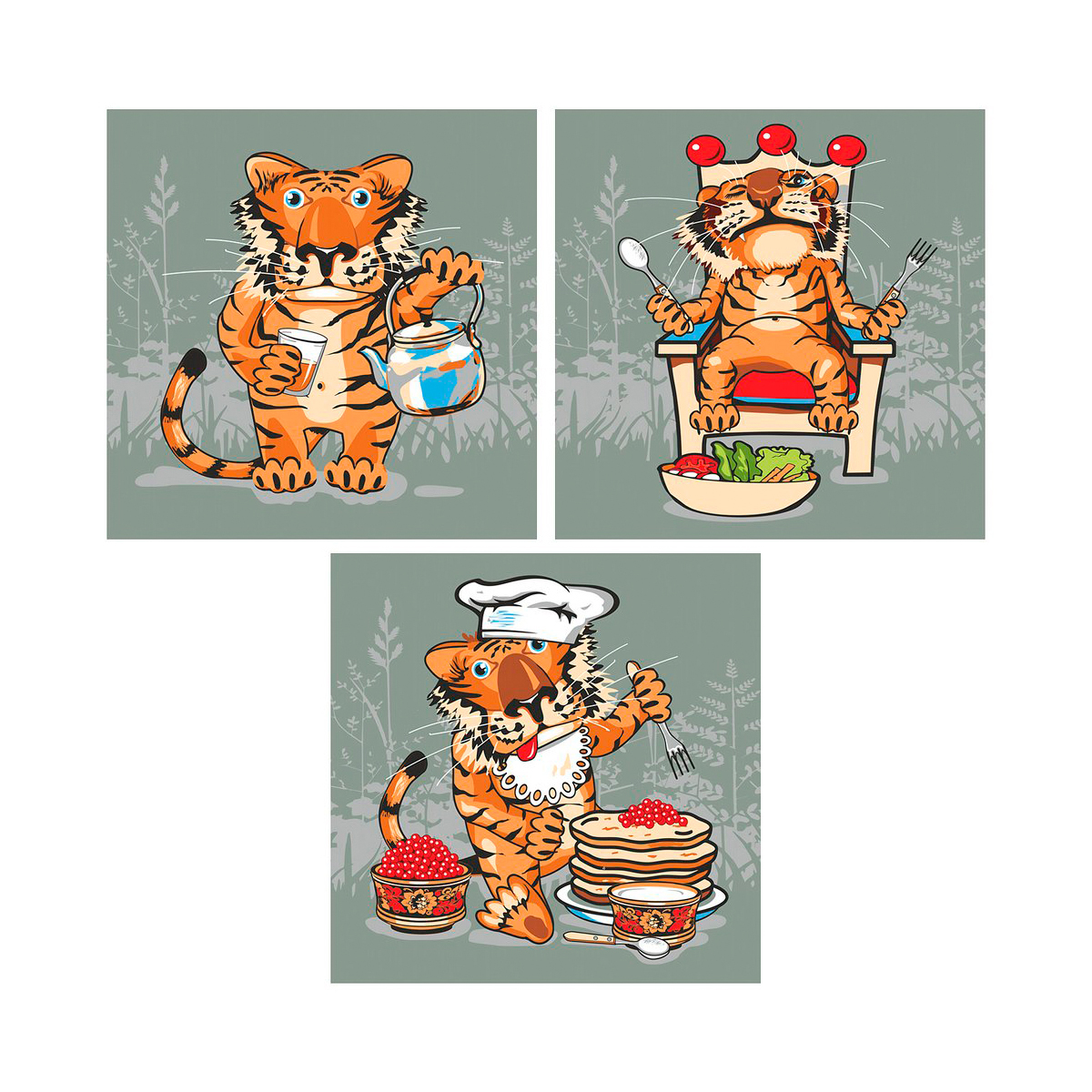 Доска разделочная стекл. "тигр кайфолов" 18*18 см (1/12) "мультидом" vl88-408