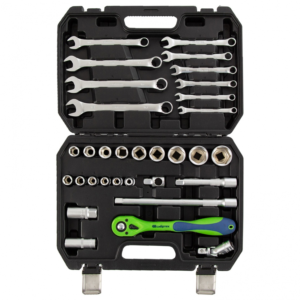 Набор инструментов 32 предмета, CrV, 1/2" Сибртех (13527)