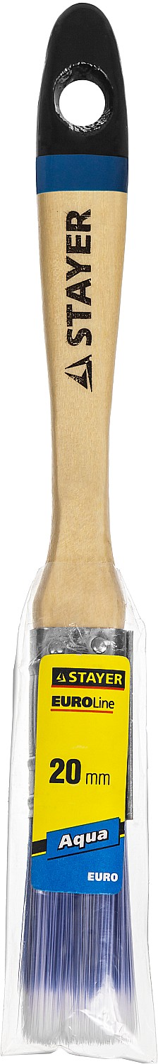 STAYER AQUA, 20 мм, 3/4″, искусственная щетина, деревянная ручка для воднодисперсионных и акриловых ЛКМ, плоская кисть (01062-020)