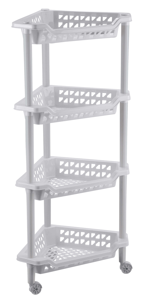 Этажерка угловая "тереза" 4 полки 400*270*840 мм (светло-серый) (1/6) "бытпласт"