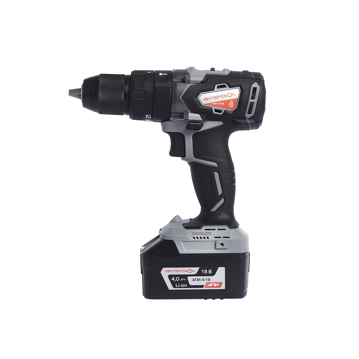 Дрель-шуруповерт аккум. дау-13/18в (кейс, 1 аккум.) (1/5) "интерскол" 574.4.1.70