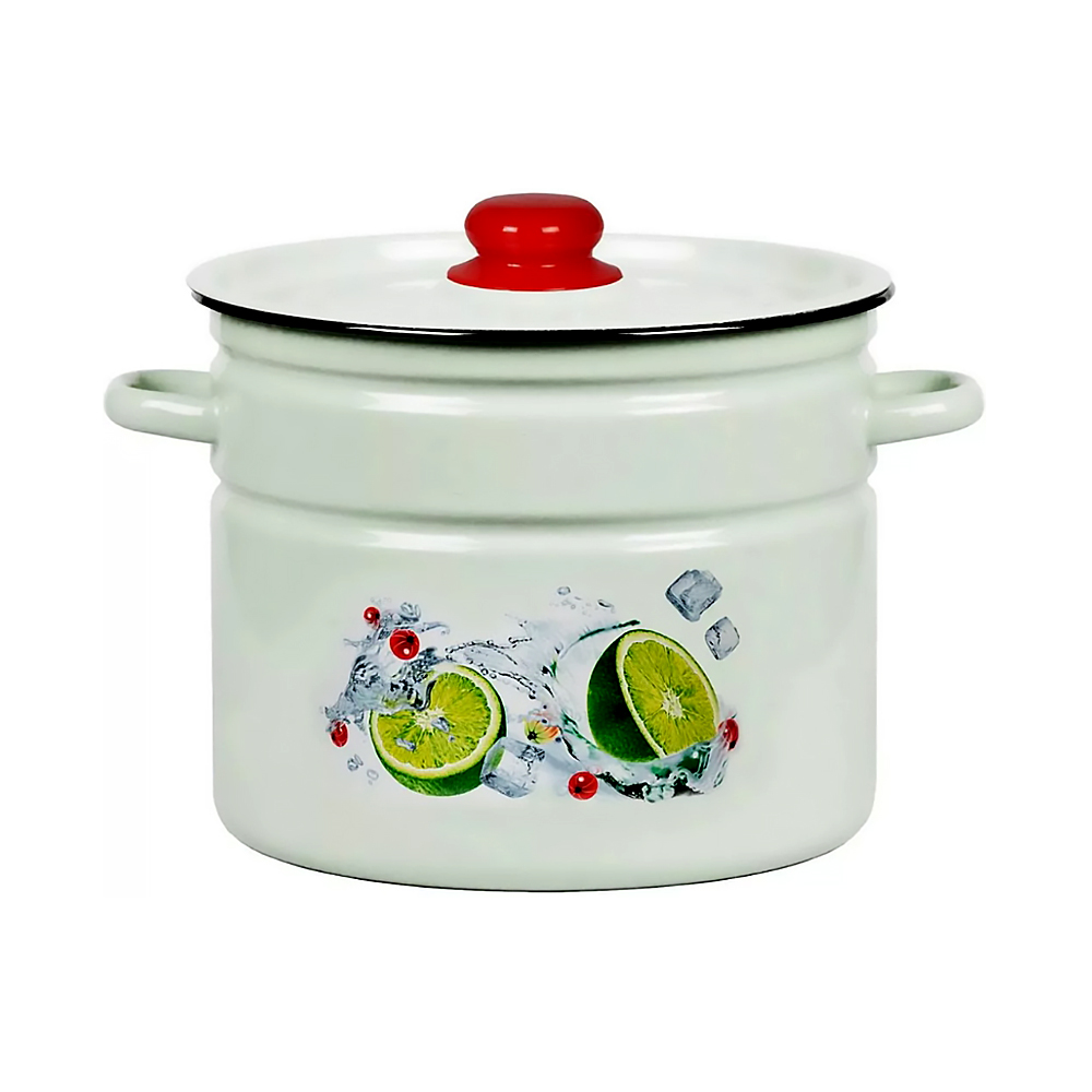 Кастрюля эмалиров. с крышкой декор. 9 л (1/2) "стальэмаль"  1с200с