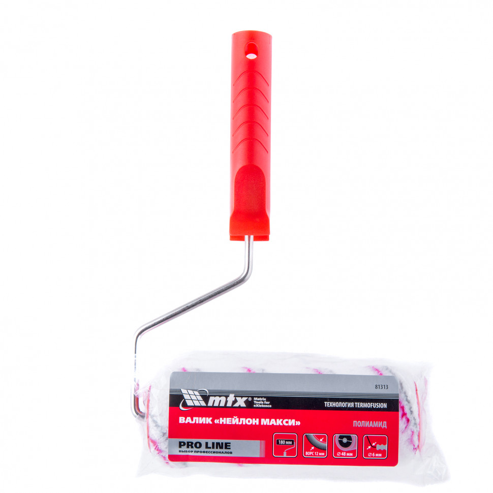 Валик "Нейлон Макси" Pro Line, 180 мм, ворс 12 мм, D 48 мм, D ручки 6 мм, полиамид MTX (81313)