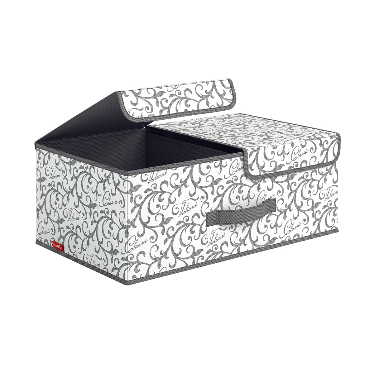 Короб для хранения "classic grey" 2-х секционный 50*30*20 см (1/10) "valiant" cg-box-l2