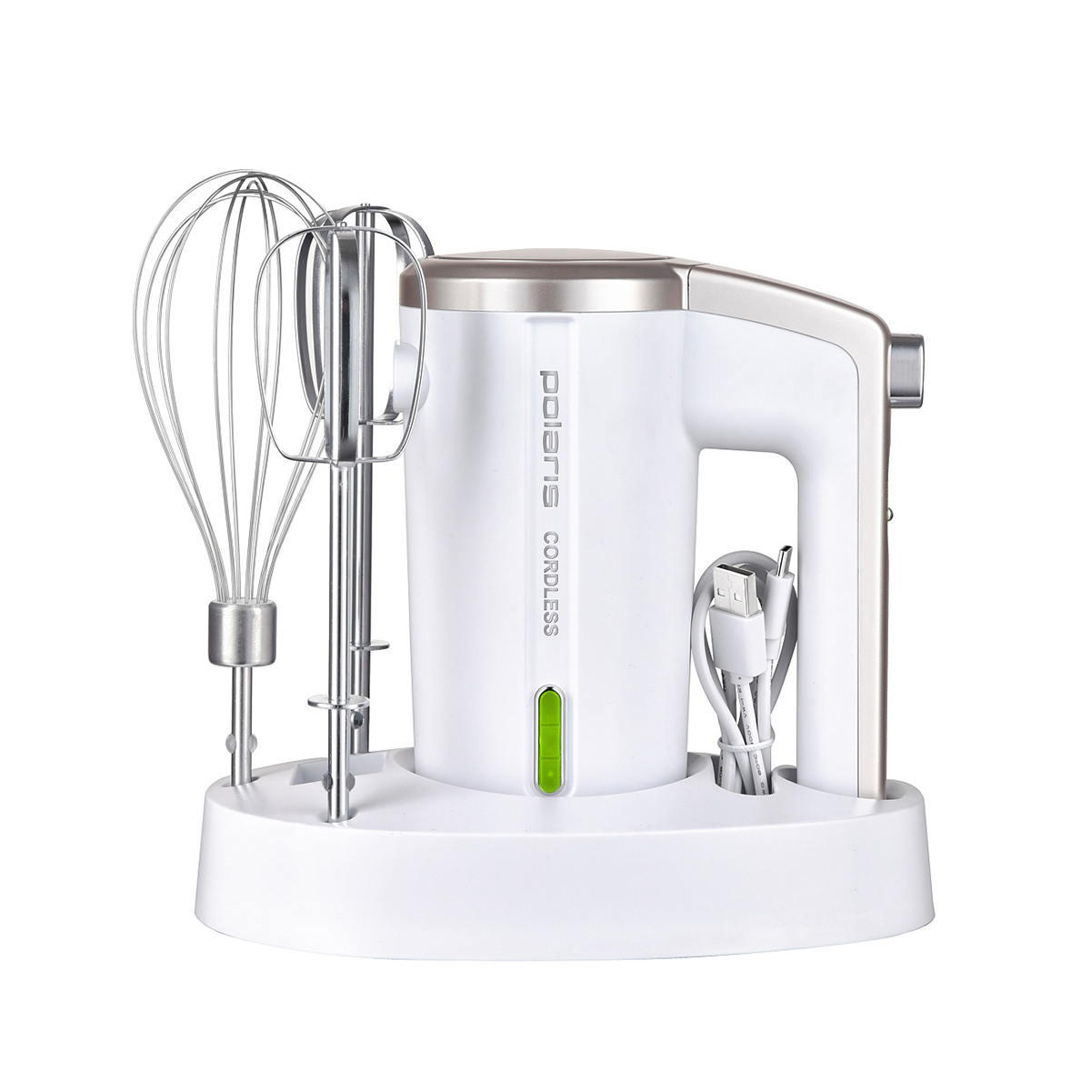 Миксер phm 2024 "cordless" 3 скорости, 200 вт (белый) (1/6) "polaris"