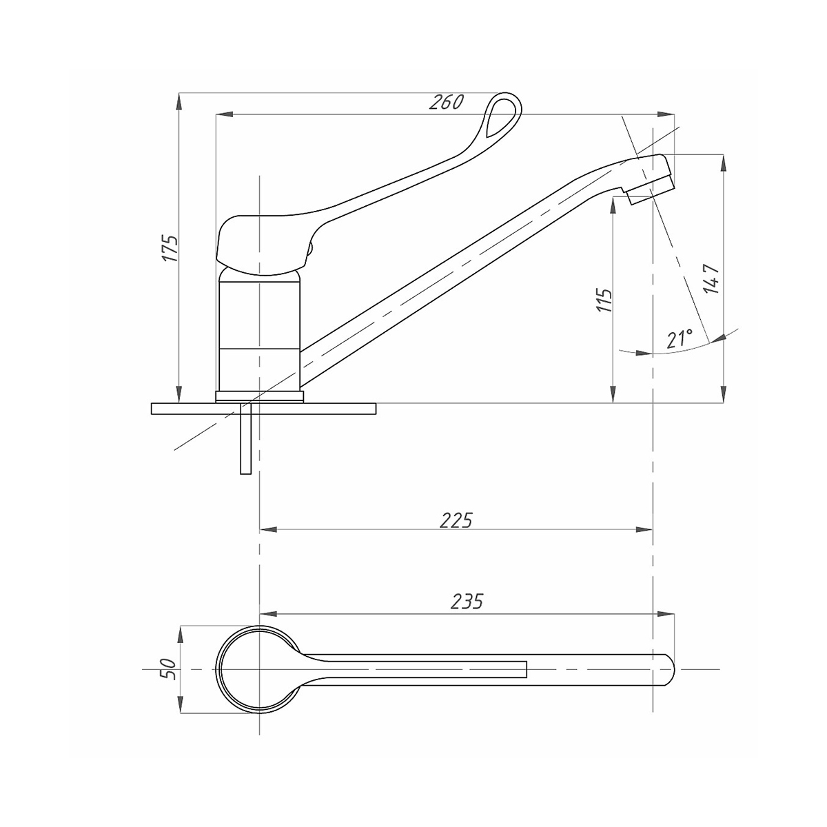 Смеситель для умывальника локтевой fzs-807-01 (1/10) "fauzt"