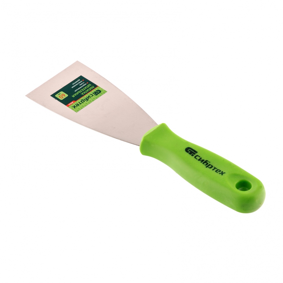 Шпательная лопатка из нержавеющей стали, 60 мм, пластмассовая ручка Сибртех (85546)