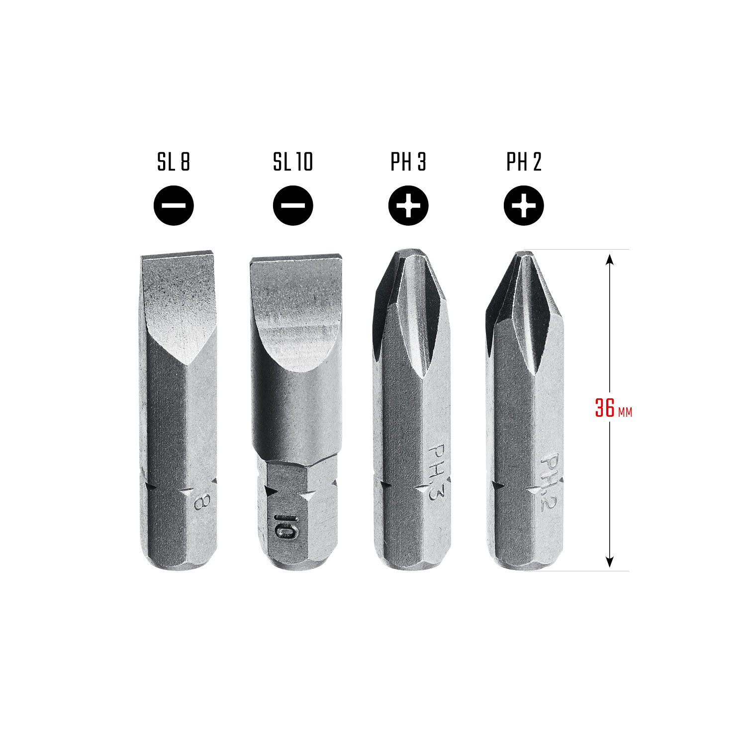 KRAFTOOL 36 мм, 4 шт, набор бит для ударной отвертки (25551)