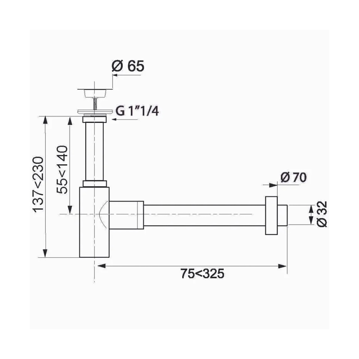 Сифон "lineis" с выпуском 1 1/4" х 32 мм латунный (белый) (1/15) "wirquin"