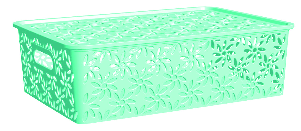 Корзина для хранения с крышкой "ромашки"  3 л  23,5*17,3*10,5 см (тиффани) (1/16) "виолет"