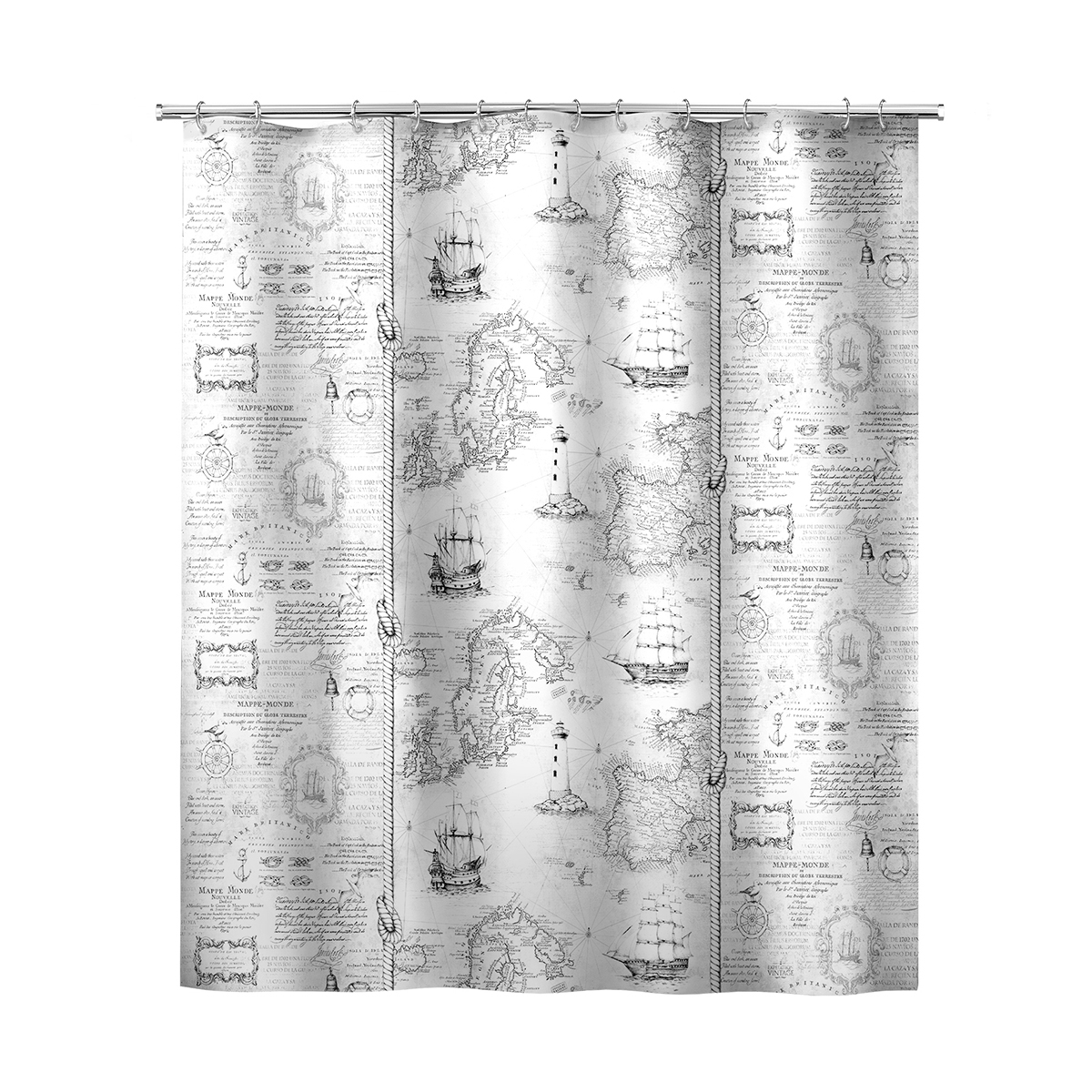 Штора для ванной 180*180 см (полиэстер) "expedition  vintage" (1/24) "valiant" exp-v-1818
