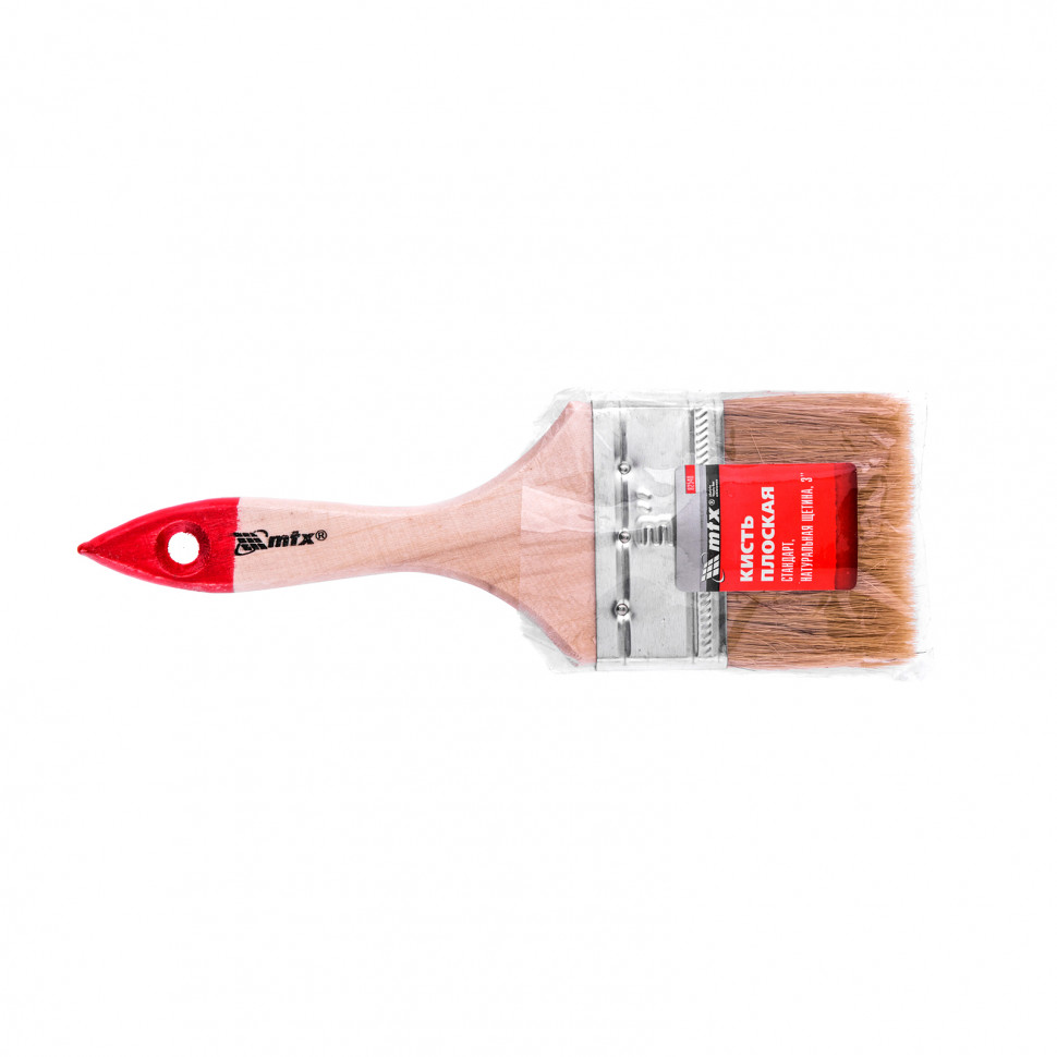 Кисть плоская "Стандарт" 3" (75 мм), натуральная щетина, деревянная ручка MTX (82540)