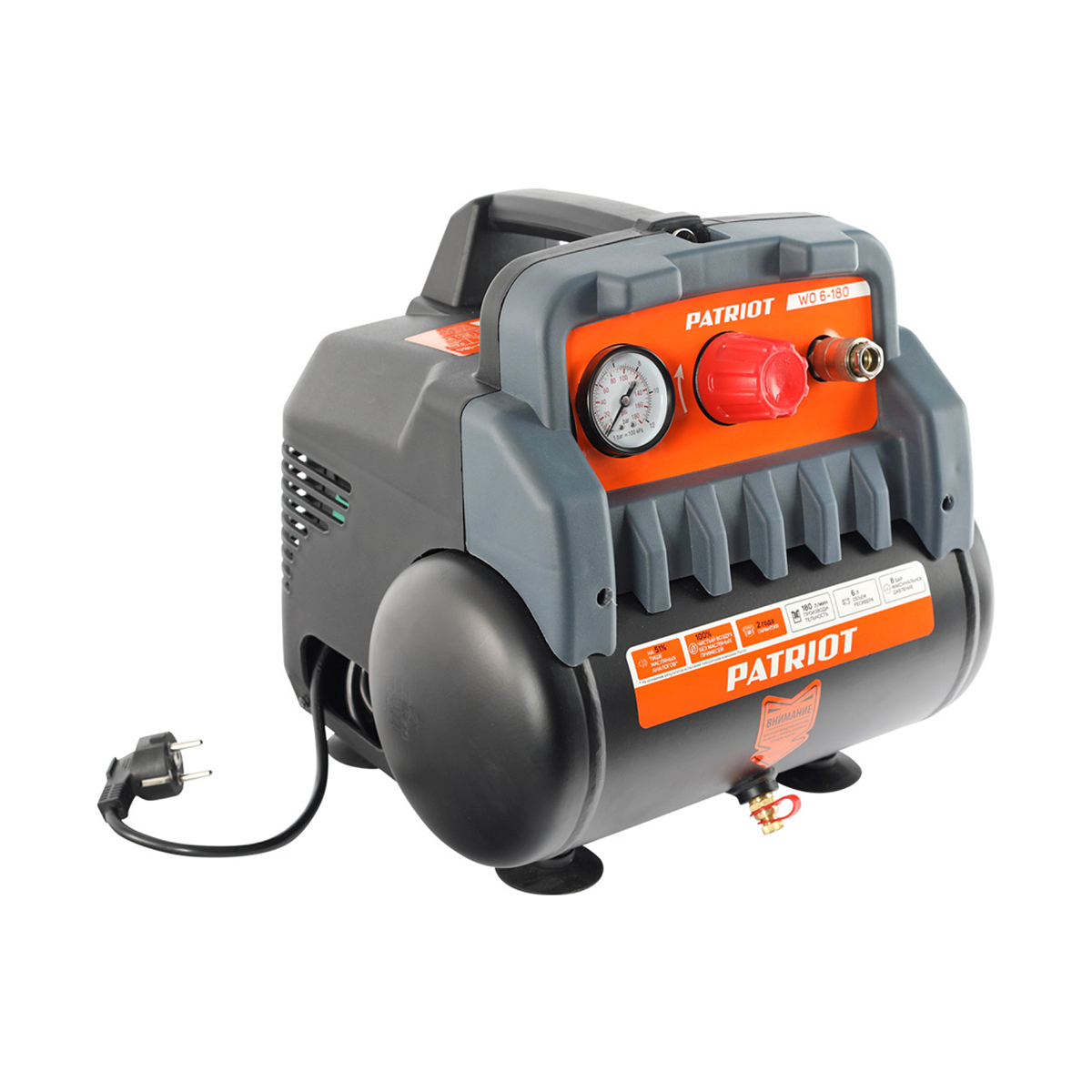 Компрессор поршневой безмасл. wo 6-180 (1/2) "patriot" 525301910
