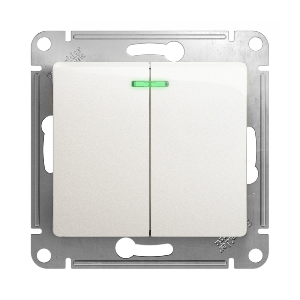 Выключатель "glossa" 2-х кл. с индикатором (механизм) 10а, перламутр (1/20/160) "schneider"