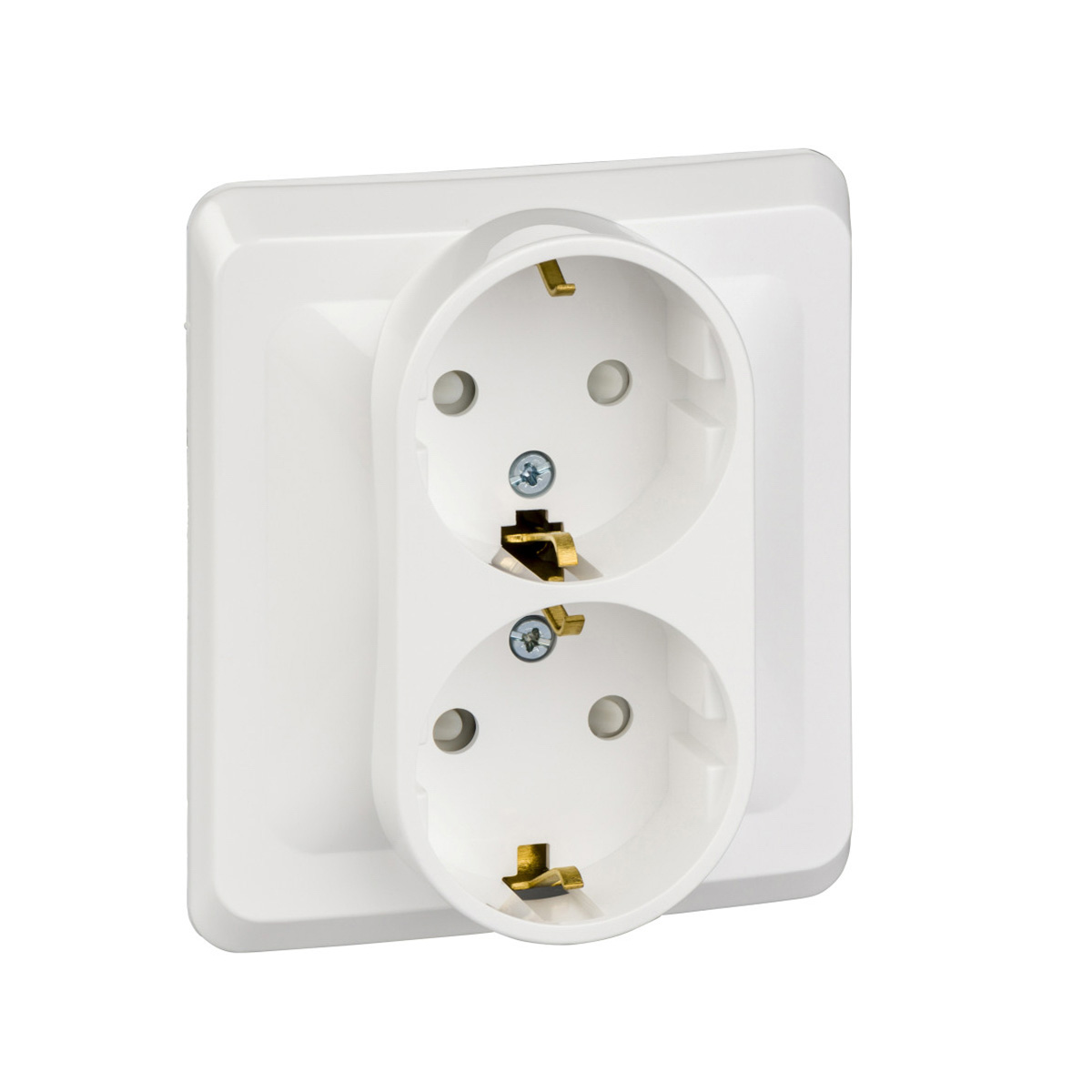 Розетка "этюд" 2-х местн. с заземл, с шторками 16а, белый (1/15/90) "schneider"