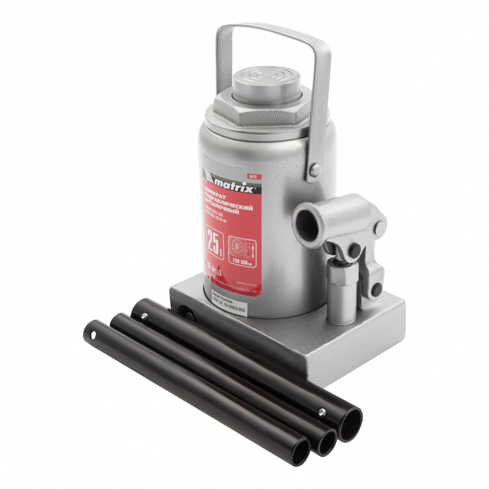 Домкрат гидравлический бутылочный, 25 т, высота подъема 230-360 мм Matrix (50733)