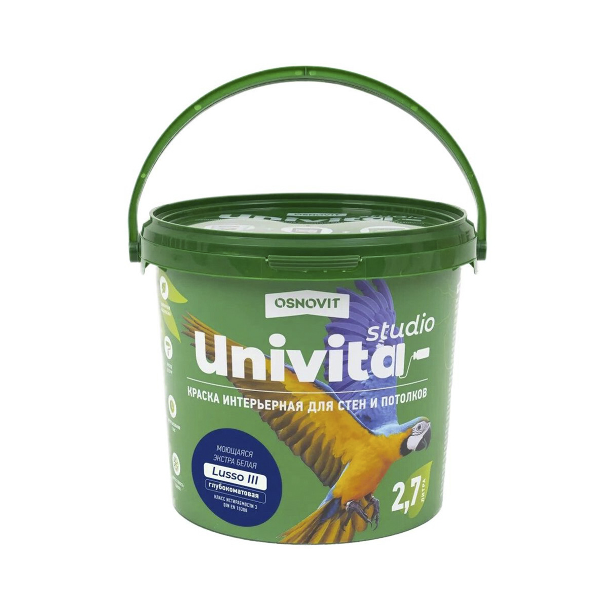 Краска в/д интерьерная моющаяся глубокоматов. "univita studio lusso iii" база с 2,7 л (1/8) основит