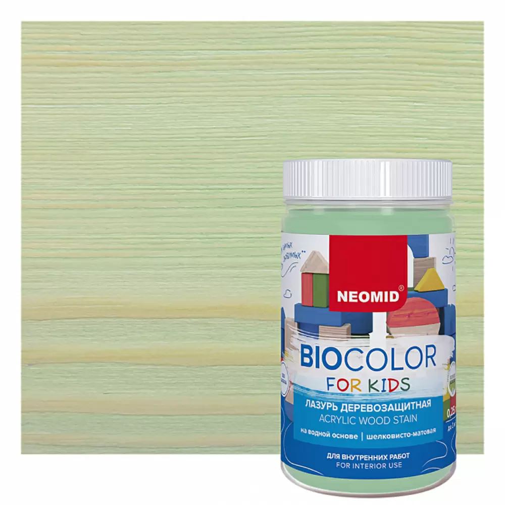 NEOMID BioColor For Kids лазурь деревозащитная, мятный (2,5л)