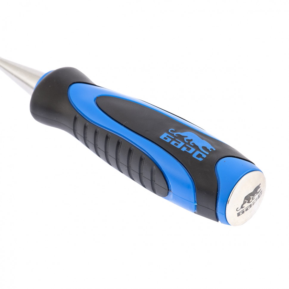 Долото-стамеска, плоская, 12 мм, двухкомпонентная рукоятка, металлический затыльник Барс (24637)