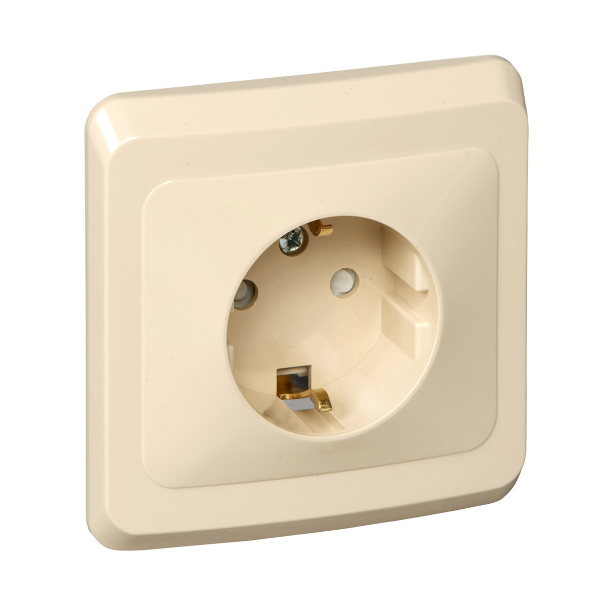 Розетка "этюд" 1 местн. с заземл, с шторками 16а, кремовый (1/20/120) "schneider"