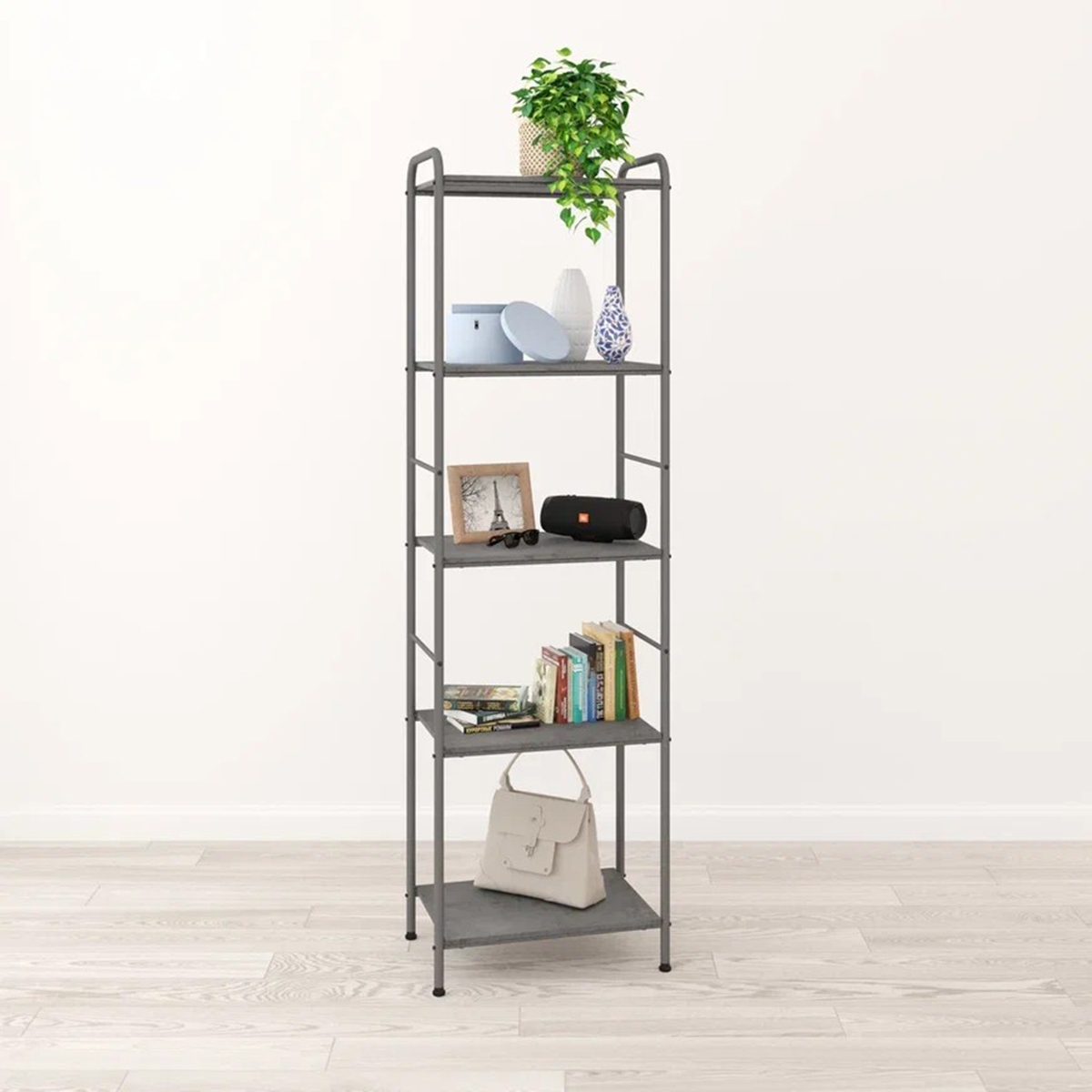 Стеллаж "валенсия 15" 5 полок, сетка металл. 455*300*1555 мм (графит) (1) ств15 гр