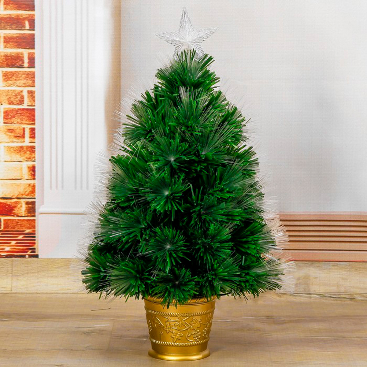 Ель декор. фиброоптич. t846av12-60  60 см, 55 веток (зеленая) "зимнее волшебство" 2338603