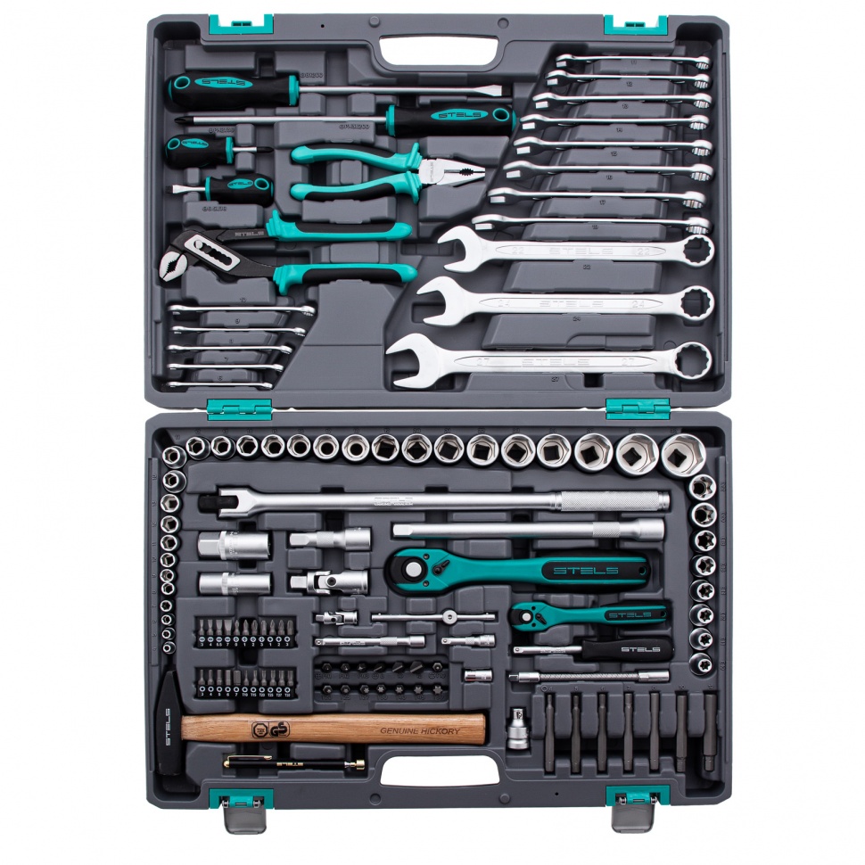 Набор инструмента, 1/4, 1/2, Cr-V, S2, усиленный кейс, 119 предметов Stels (14112)