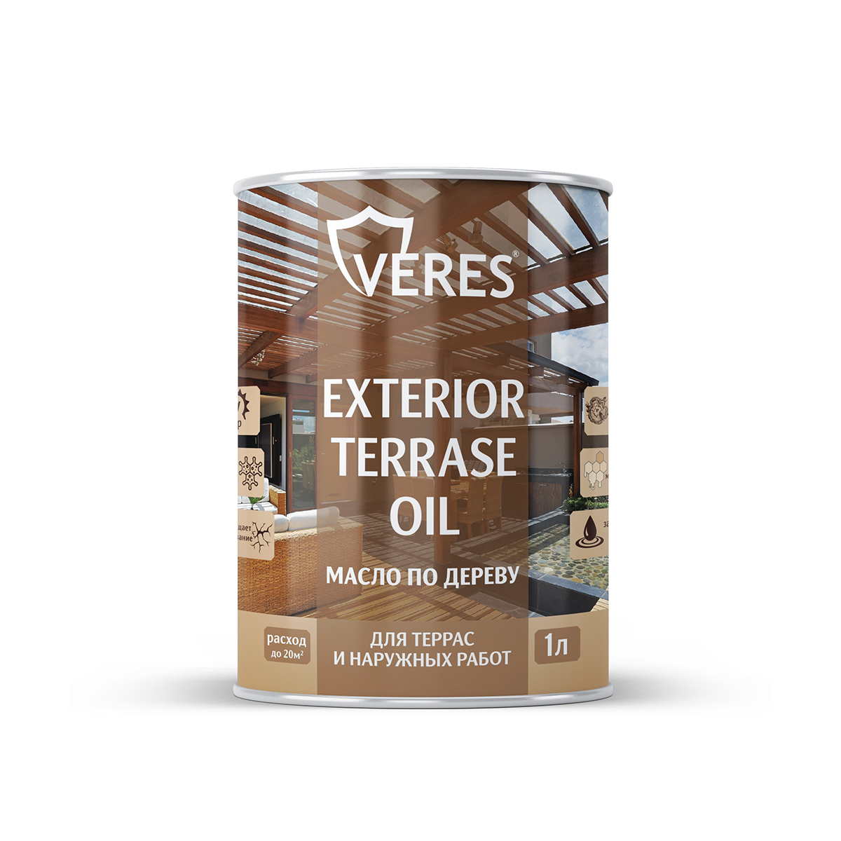 Масло по дереву "exterior terrase oil" для наружных работ бесцветный 1 л (1/14) "veres"