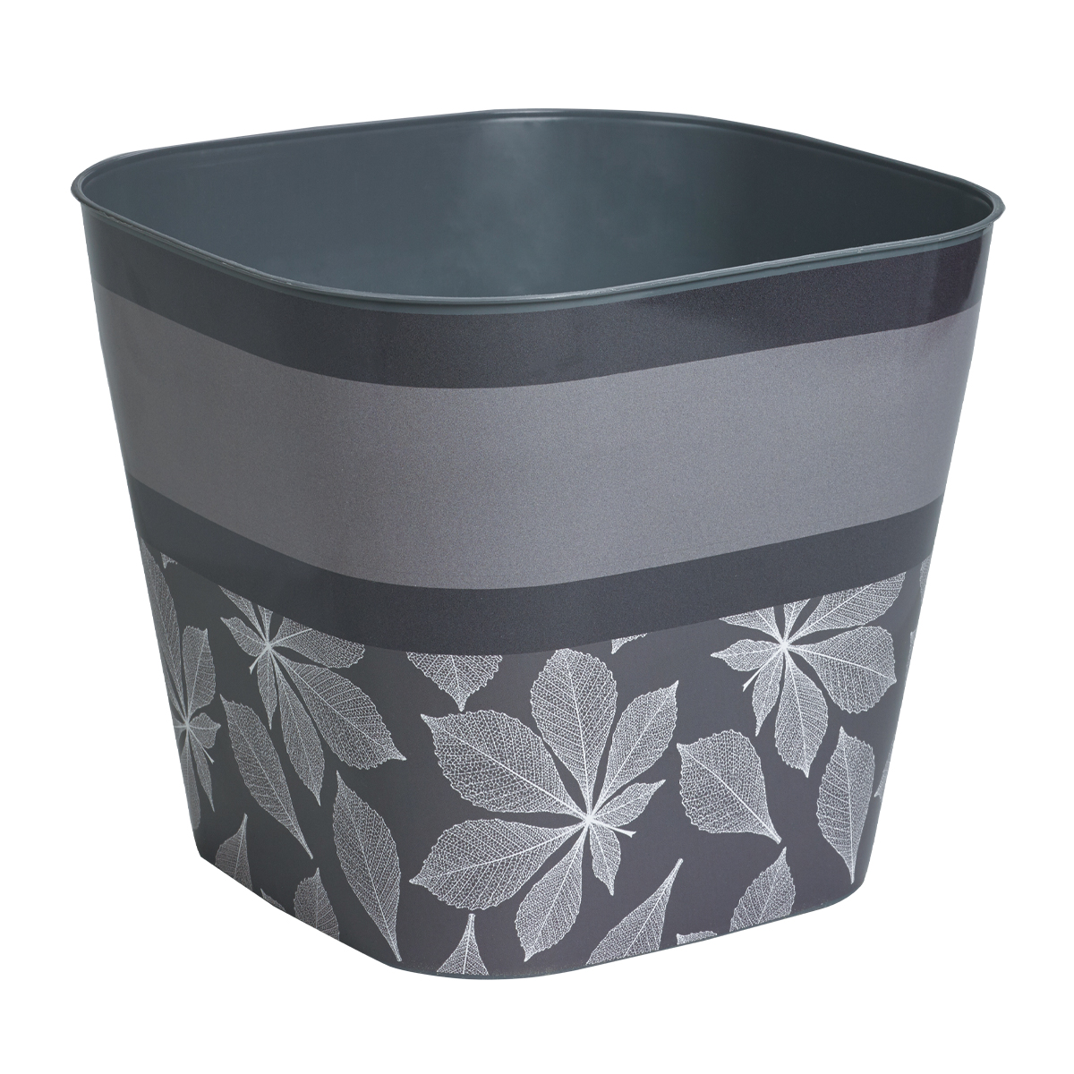 Кашпо для цветов с поддоном  квадратное "листопад" 2,5 л (темно-серый (1/22) "виолет"