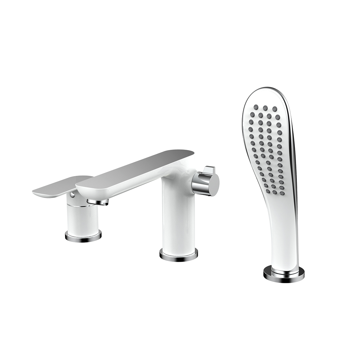 Смеситель для ванн g1148 (встраиваемый на борт ванны) на 3 отверстия, белый/хром (1/4) "gappo"