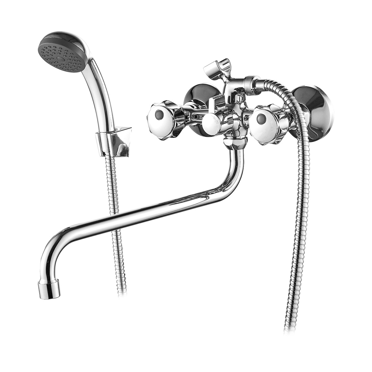 Смеситель для ванн dr50045r двухвентильный, поворотн. излив 300 мм (1/12) "decoroom"