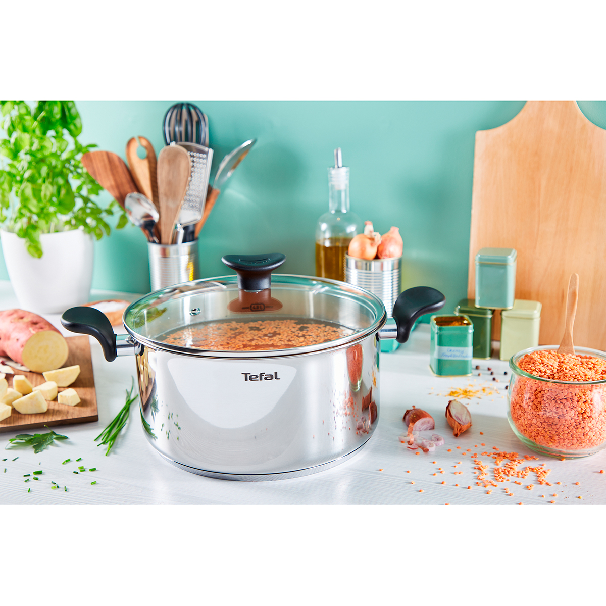 Кастрюля нержав. "primary" 3 л стекл. крышка 20 см (1/2) "tefal"