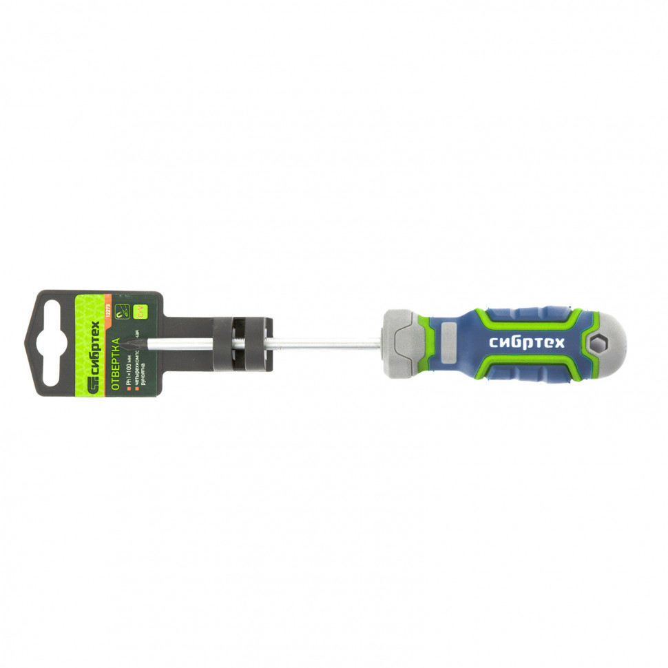Отвертка PH1 х 100 мм, CrV, четырехкомпонентная рукоятка Сибртех (12273)