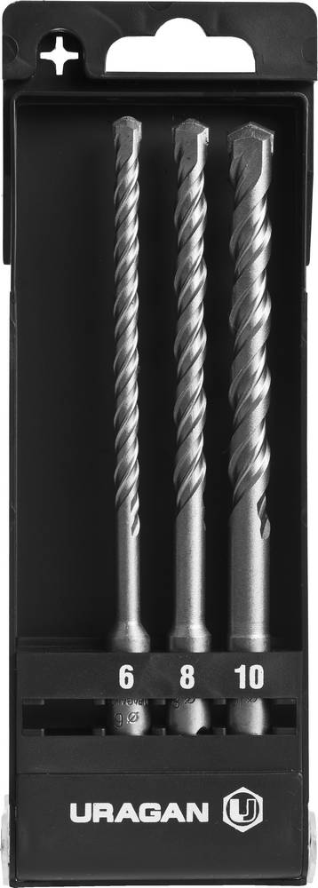 URAGAN 3 шт: 6 /8/10 х 160 мм, набор SDS-plus буров (29311-H3)