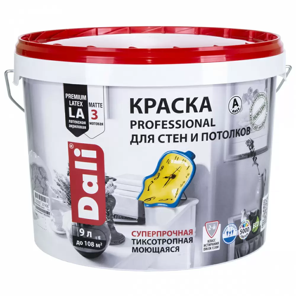 Dali Professional краска для стен и потолков акриловая глубокоматовая, база С (9л)