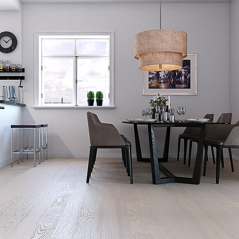 Паркетная доска Polarwood Ясень Рикотта Матт молочно-белый матовый трехполосный Ash Ricotta Matt Loc 3S