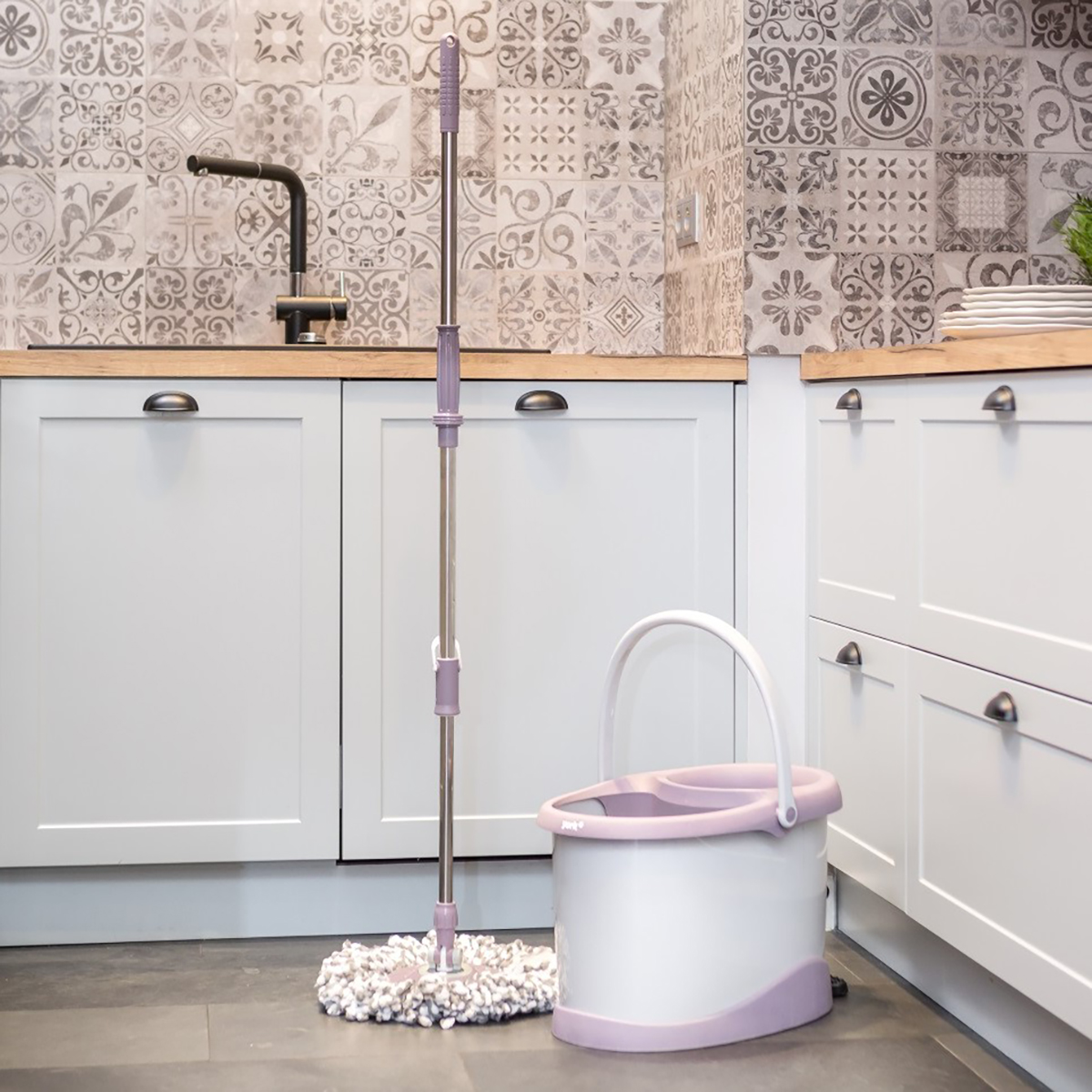 Комплект моп "speed max" вращающийся отжим, швабра круглая (1/2) "york"