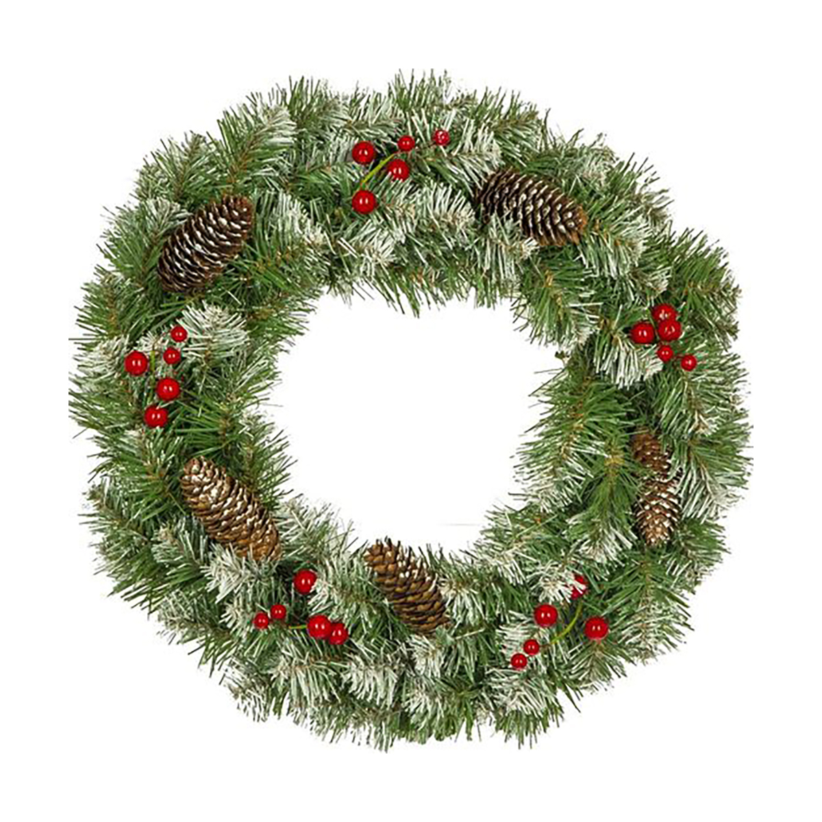 Венок рождественский "нарядный" заснеженный с декором d-40 см, 90 веток (зелен.) "елкиторг" 2827306